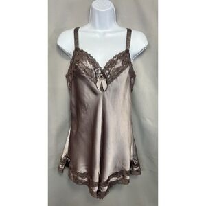 Victoria's Secret Angels Romper Women Small Purple Satin Large Adjustable V-Neck